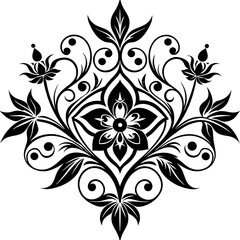 black and white floral elements