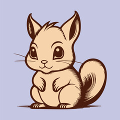 squirrel with a nut vintage vector design