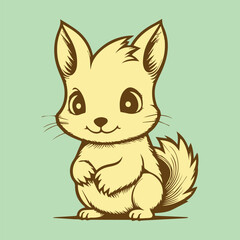 squirrel with a nut vintage vector design