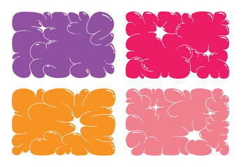 Bubble abstract shapes sticker pack. Funky balloon organic elements icon sign in trendy retro y2k style. Cartoon graffiti vector illustration isolated