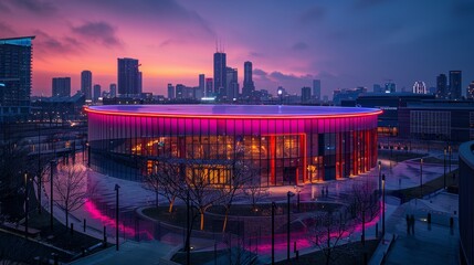 Sport Complex Architectural Design: A photo highlighting the architectural design of a sports complex