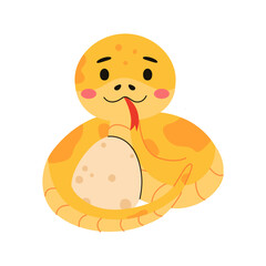 Cute snake hatching from an egg chinese new year 2025 card.