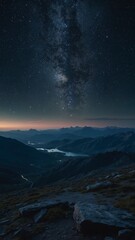 Night Sky Over Mountain Range With The Milky Way