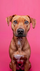 Obraz premium Dog portrait on pink background, studio shot. Animal photography concept