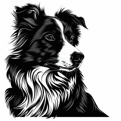 Fototapeta premium A black and white drawing of a Border Collie dog