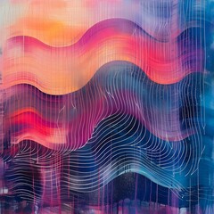 Obraz premium Abstract Waves in Sunset Colors