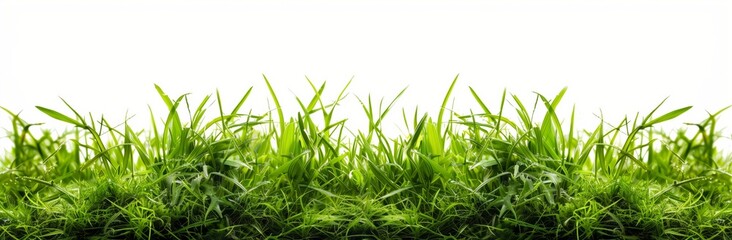 Fototapeta premium green grass border isolated on white background