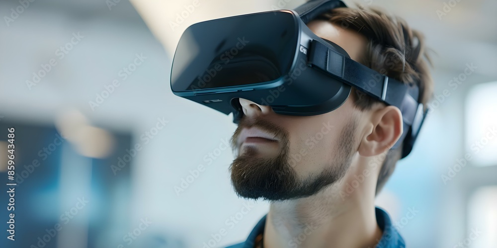 Poster using virtual reality technology in computer-aided design. concept virtual reality, computer-aided d