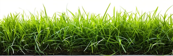 Fototapeta premium Isolated green grass border on white background