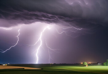 Cloudy sky, rain, lightning