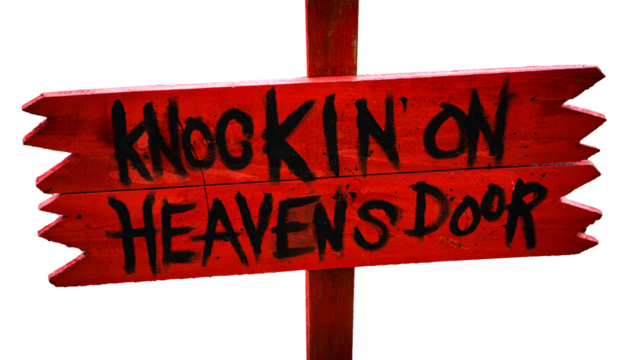 Garden sign black thumb knocking on heaven's door