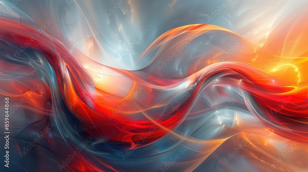 Poster a mesmerizing abstract image characterized by fluid waves of colors in a vibrant palette, seamlessly