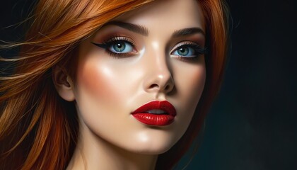Fototapeta premium The Fiery Muse: A Portrait of Feminine Power
