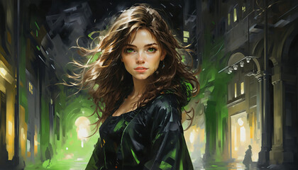 Fototapeta premium Urban Elegance: A Serene Portrait of Modern Style
