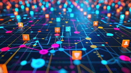 Digital Business collaboration in Bright Colors. generative AI image