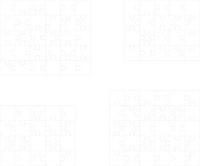 PNG Illustration of four different white puzzles, separate pieces