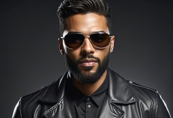 Obraz premium Stylish Sunglasses: A Fashionable Man in Casual Attire