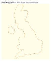 United Kingdom plain country map. Low Details. Outline style. Shape of United Kingdom. Vector illustration.