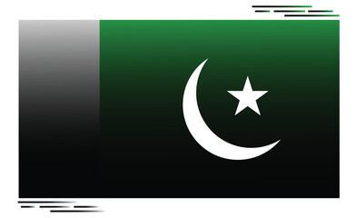 National Flag of Pakistan in black shadow. Pakistani flag in Rectangle shape. Asian Green flag. Pak flag isolated on white background. Editable vector EPS available