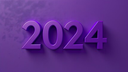 "2024" on an empty solid background with bright purple color, in a classic serif style. 32k, full ultra hd, high resolution