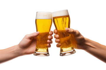 Two Hands Clinking Beer Glasses