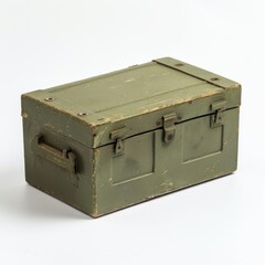 Green Metal Storage Chest With Clasps and Handles