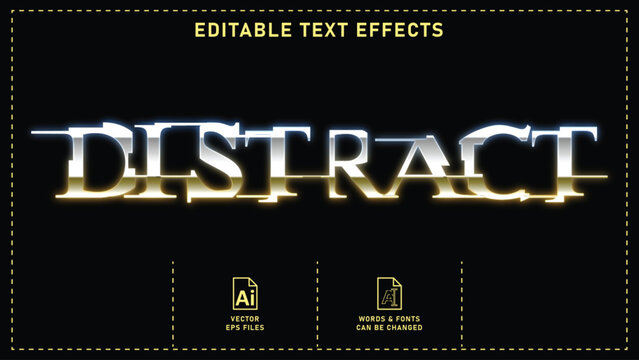 Distract style editable text effects. Vector eps files.