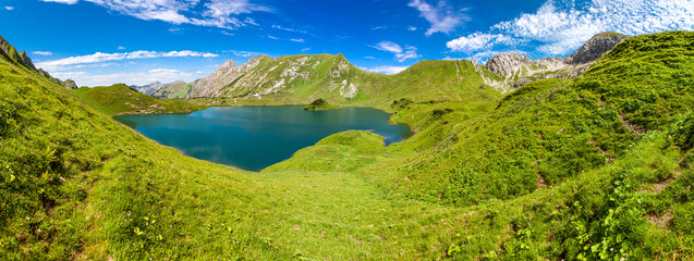 Panoramic View on Schrecksee lake in Hinterstein - Bavaria - Germany