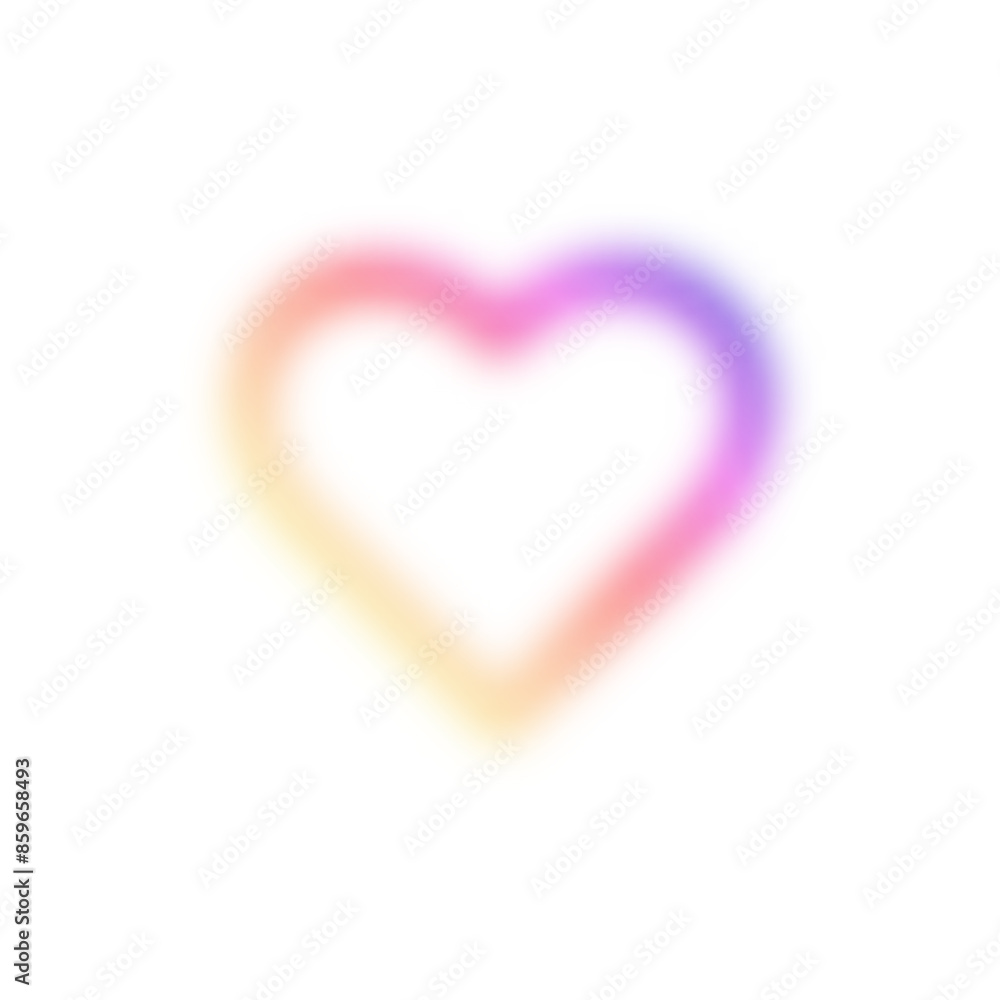 Poster pink heart with gradient and blur effect, y2k shape. love element with abstract lines and aura. aest