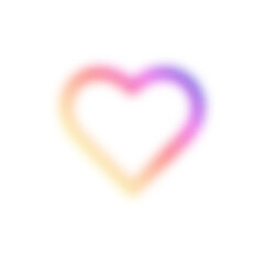 Pink heart with gradient and blur effect, Y2K shape. Love element with abstract lines and aura. Aesthetic design for poster and sticker. Flat vector illustration isolated on white background.