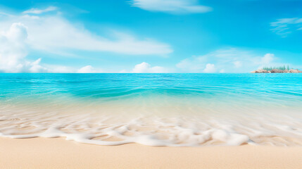 Fototapeta premium Sand and tropical sea background. Summer vacation concept.