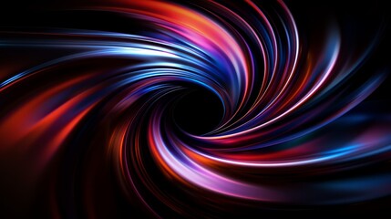Fototapeta premium Colorful abstract art with swirling lines in vivid red, blue, and purple, set against a dark background, evoking a sense of futuristic digital aesthetics