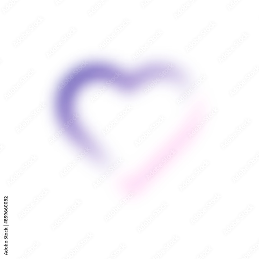 Poster pink heart with gradient and blur effect, y2k shape. love element with abstract lines and aura. aest