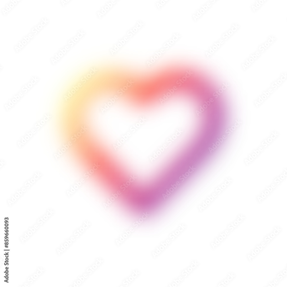 Poster pink heart with gradient and blur effect, y2k shape. love element with abstract lines and aura. aest