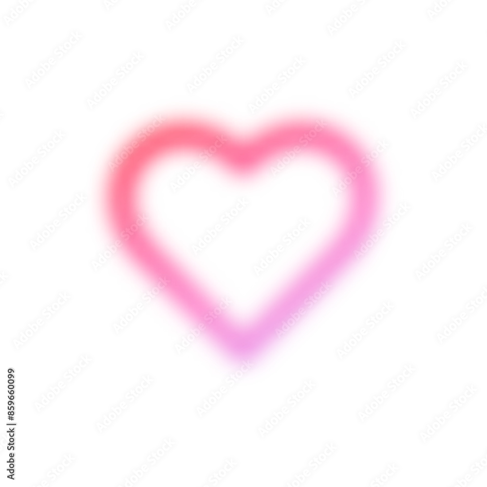 Poster pink heart with gradient and blur effect, y2k shape. love element with abstract lines and aura. aest