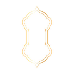 Golden arch frame with intricate Arab shape. window and door design for Islamic Ramadan theme.Flat vector illustration isolated