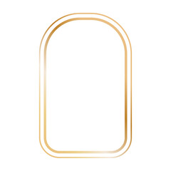 Gold frame with arch shape and border. Indian style window design. Flat vector illustration isolated on white background.