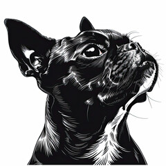 Obraz premium A black and white drawing of a Boston Terrier dog