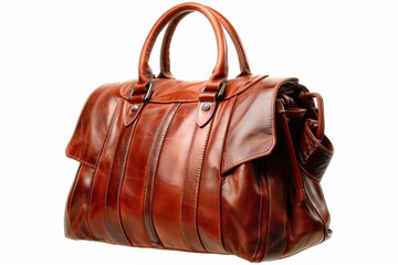 A vintage brown leather satchel bag, showcasing its rich texture and timeless design