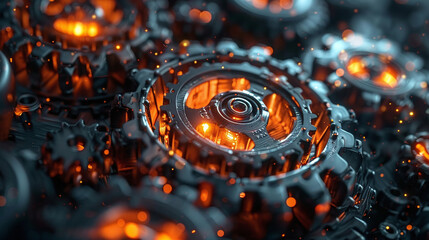 Closeup of various gears in action. The concept of business agility and reliability on every single gear to operate at peak performance.