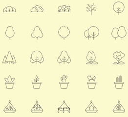 Plant icon set. Solid icons vector collection.