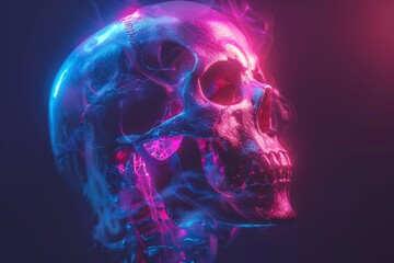 Obraz premium Neon Lit Skull Art