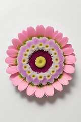  Modern abstract image featuring vibrant flowers framing top and bottom edges, with clean white central area for easy text or graphic overlay