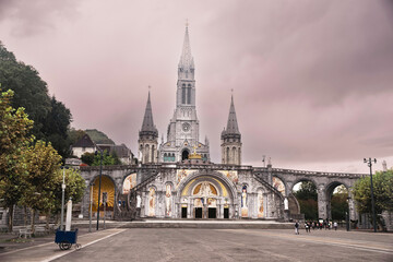 Basilica of the town of Lourdes in France