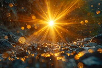 Obraz premium Radiant Sunray Over Sparkling Terrain