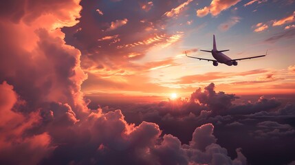 An airplane sails through the peaceful sky, its flight undisturbed.