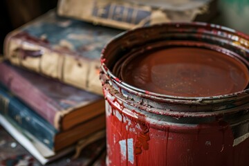 Used paint cans on the floor.