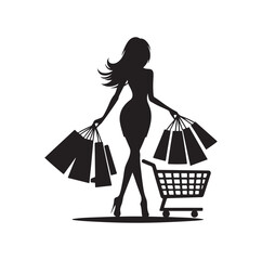 Shopping Girl style illustration silhouette 