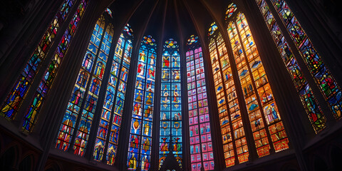 Obraz premium Vitrais de uma Igreja Católica