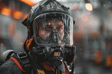 Fototapeta premium Firefighter wearing protective gear